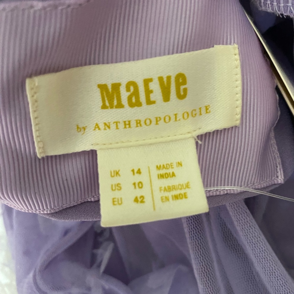 NWT Anthropologie | Lavender Midi Dress with Floral Appliqué - 10 - Picture 7 of 14